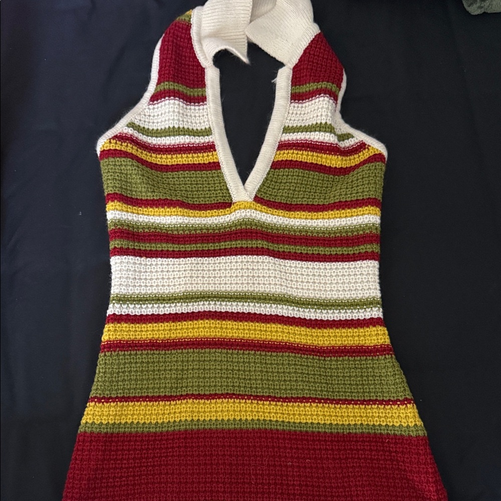 Striped Halter Knit Top
